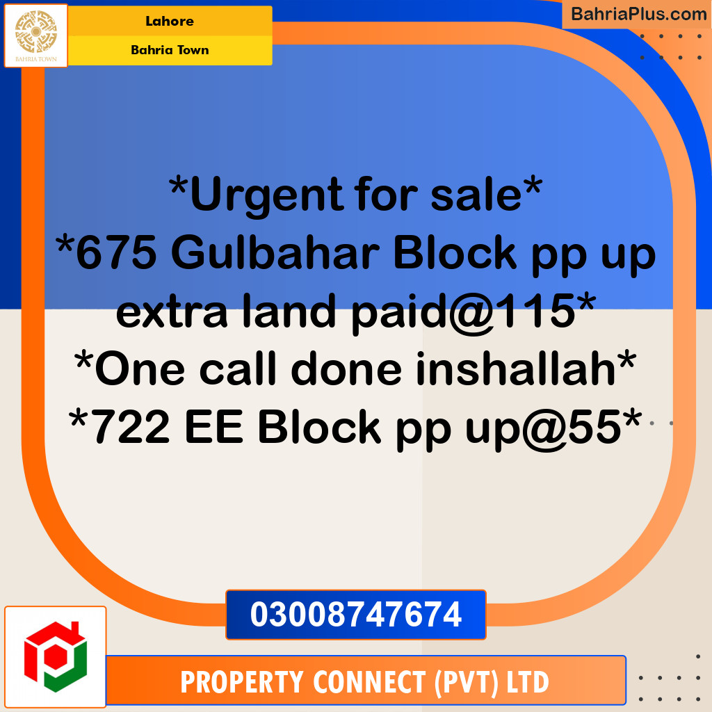 Residential Plot for Sale in Bahria Town, Lahore - (BP-193072)