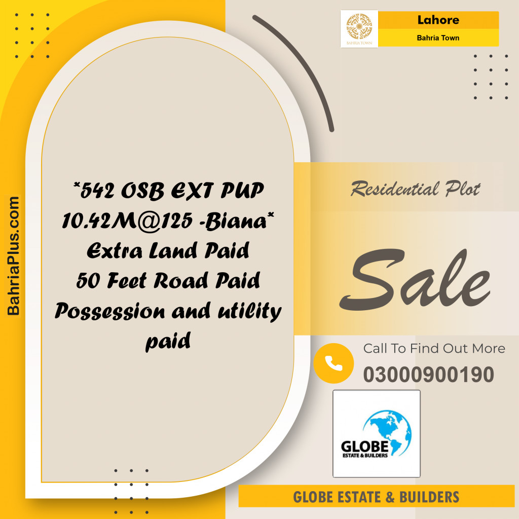 Residential Plot for Sale in Bahria Town, Lahore - (BP-193081)