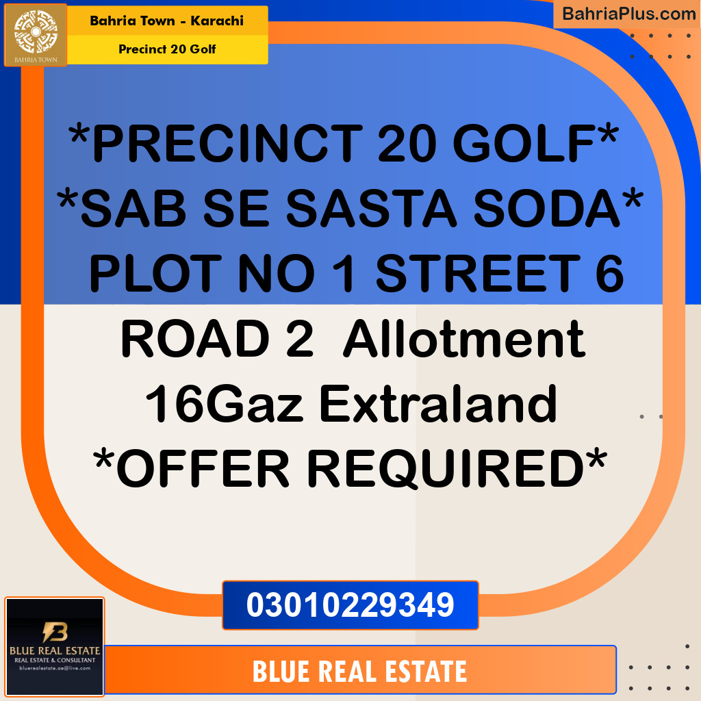 Residential Plot for Sale in Precinct 20 Golf -  Bahria Town, Karachi - (BP-193083)
