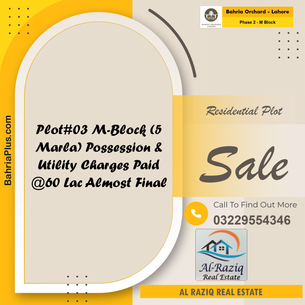 Residential Plot for Sale in Phase 2 - M Block -  Bahria Orchard, Lahore - (BP-193094)