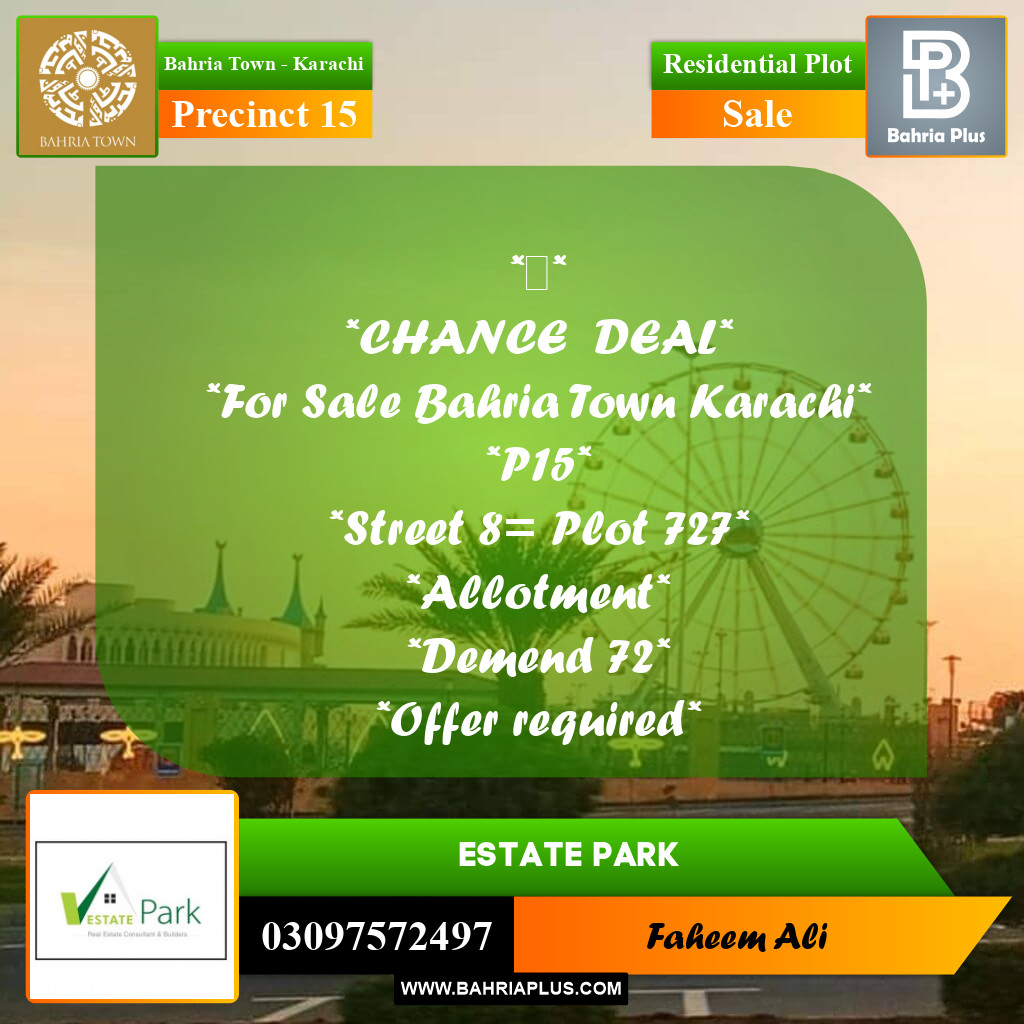 125 Sq. Yards Residential Plot for Sale in Precinct 15 -  Bahria Town, Karachi - (BP-193114)