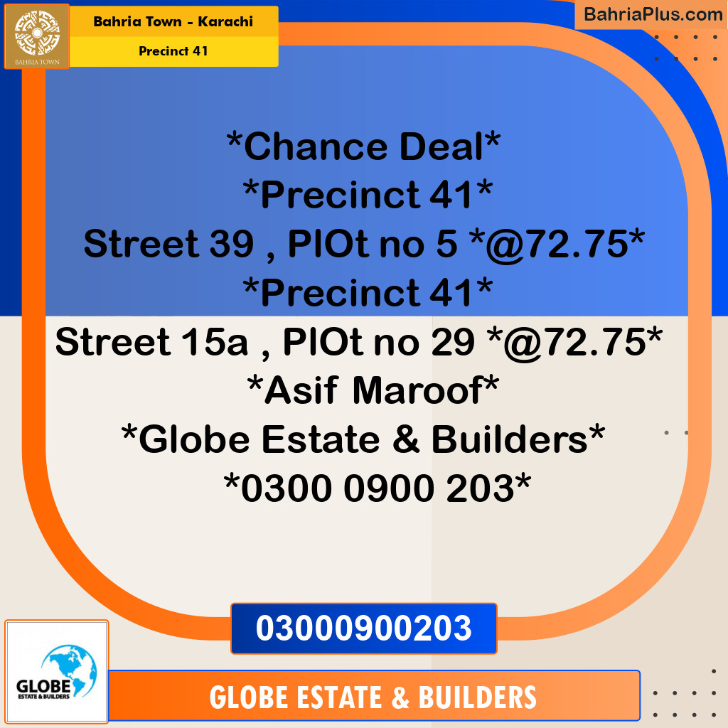 500 Sq. Yards Residential Plot for Sale in Precinct 41 -  Bahria Town, Karachi - (BP-193127)