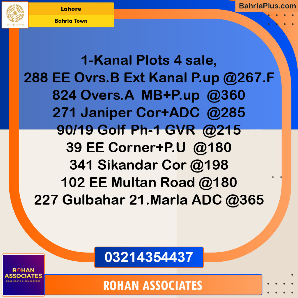 Residential Plot for Sale in Bahria Town, Lahore - (BP-193135)