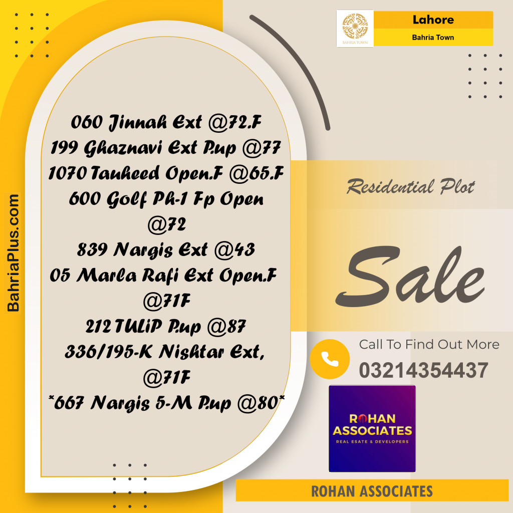 Residential Plot for Sale in Bahria Town, Lahore - (BP-193137)