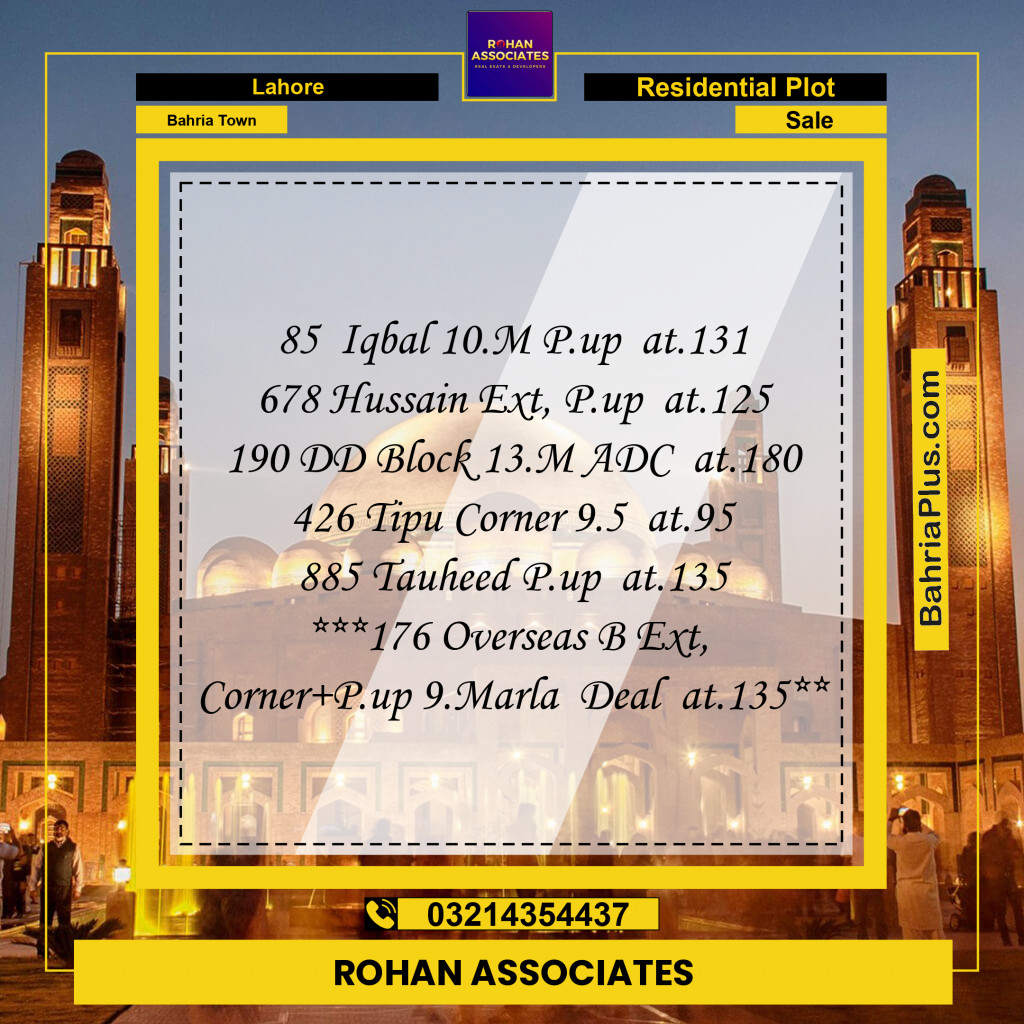 Residential Plot for Sale in Bahria Town, Lahore - (BP-193138)