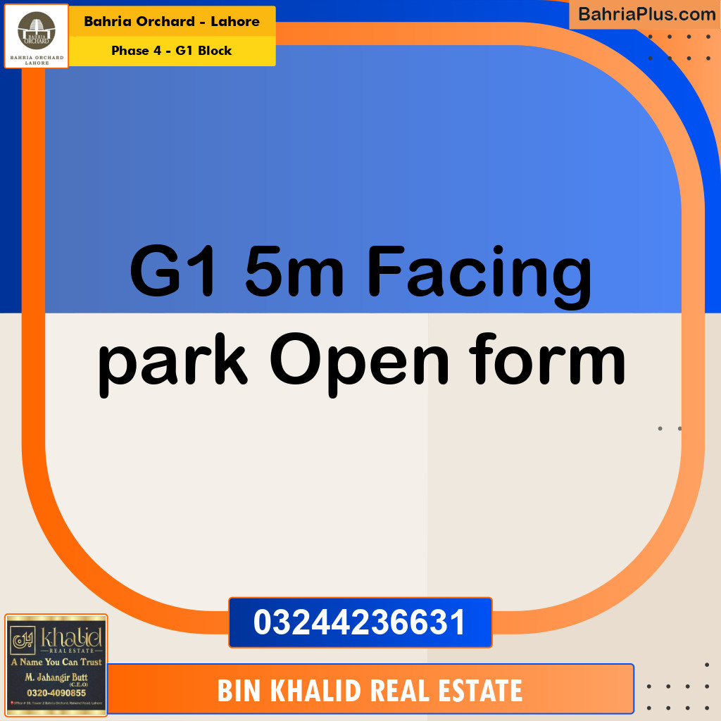 Residential Plot for Sale in Phase 4 - G1 Block -  Bahria Orchard, Lahore - (BP-193183)