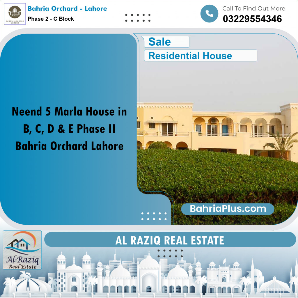 Residential House for Sale in Phase 2 - C Block - Bahria Orchard, Lahore - (BP-193199)