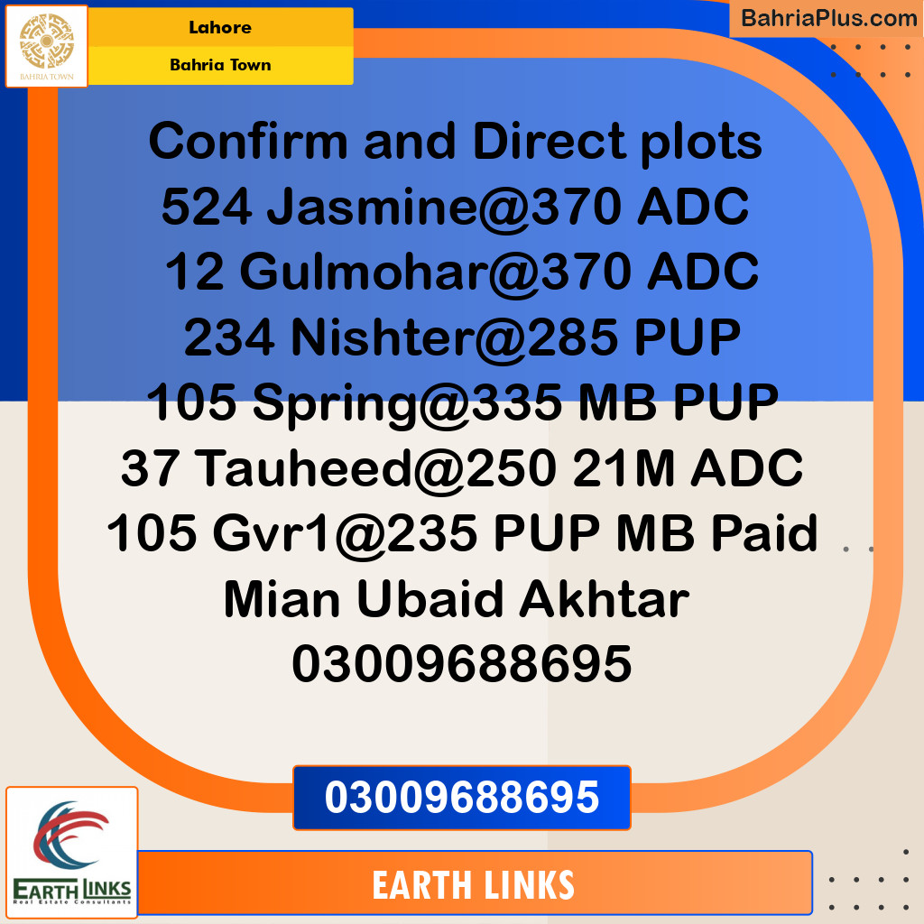 Residential Plot for Sale in Bahria Town, Lahore - (BP-193205)