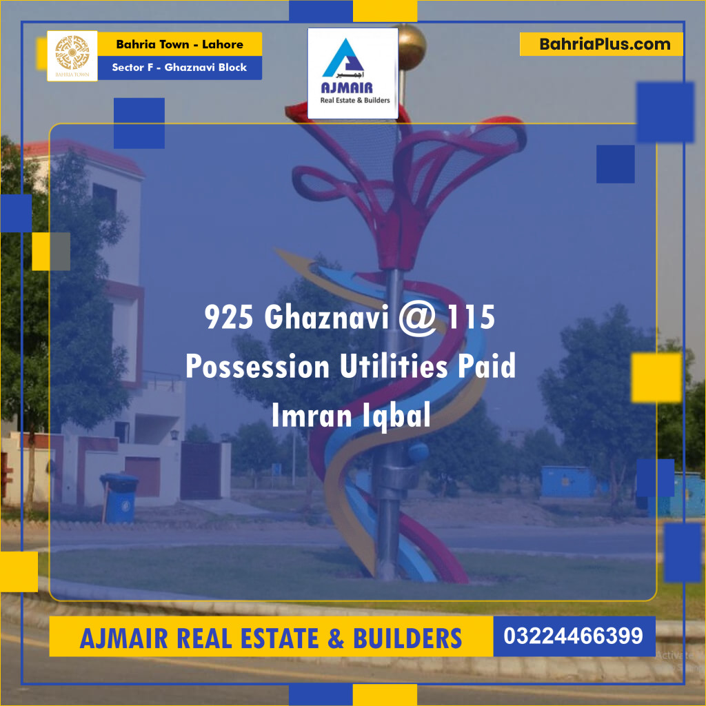 Residential Plot for Sale in Sector F - Ghaznavi Block -  Bahria Town, Lahore - (BP-193209)