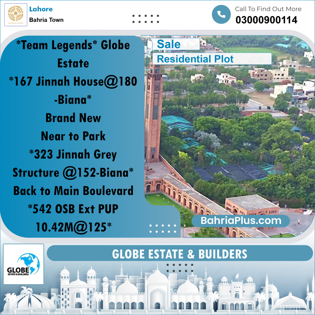 Residential Plot for Sale in Bahria Town, Lahore - (BP-193213)