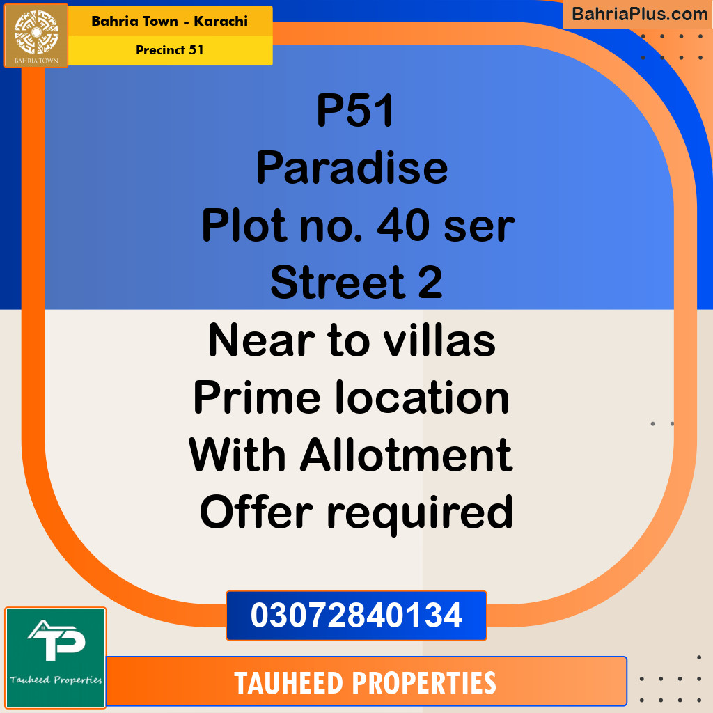500 Sq. Yards Residential Plot for Sale in Precinct 51 -  Bahria Town, Karachi - (BP-193223)