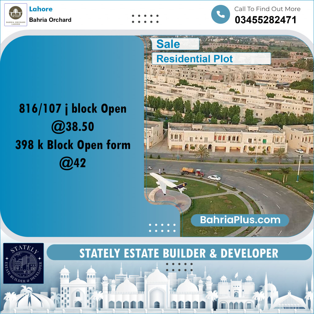 Residential Plot for Sale in Bahria Orchard, Lahore - (BP-193233)