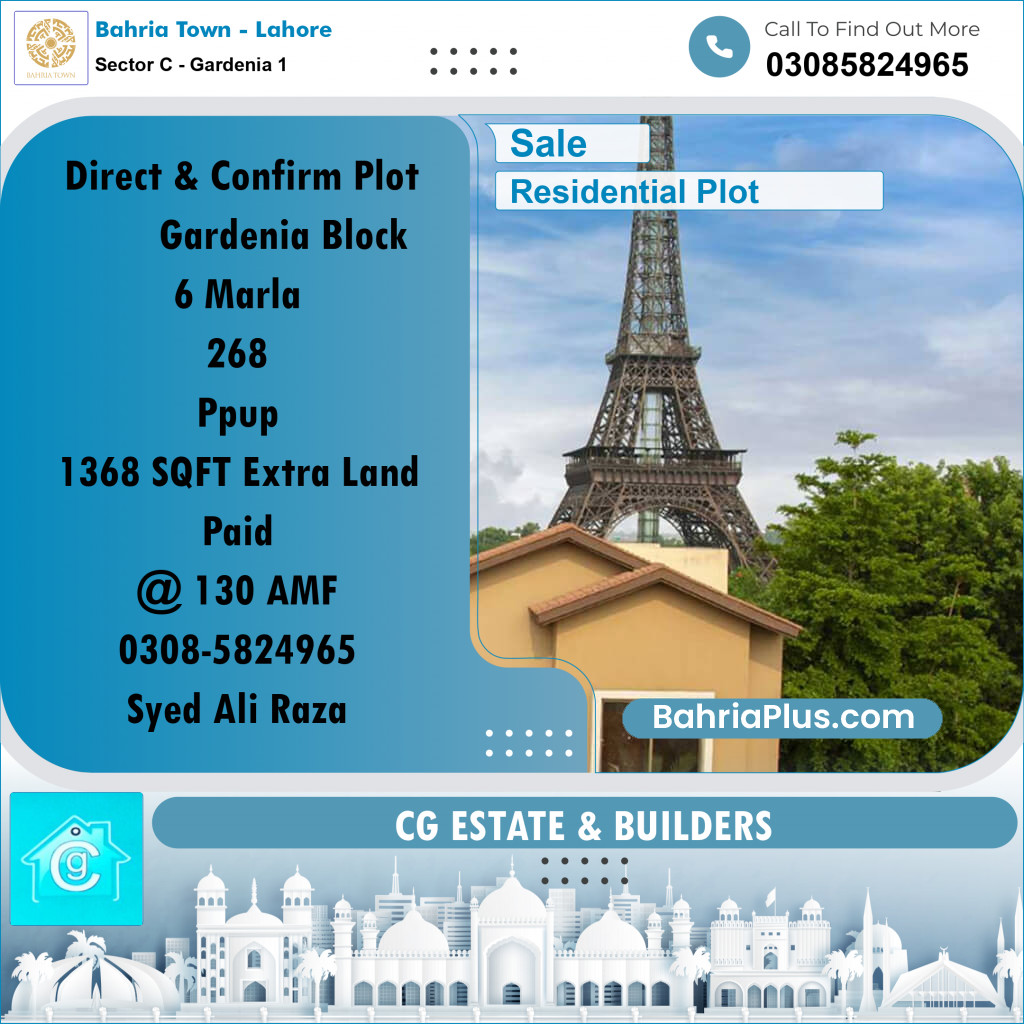 Residential Plot for Sale in Sector C - Gardenia 1 -  Bahria Town, Lahore - (BP-193266)