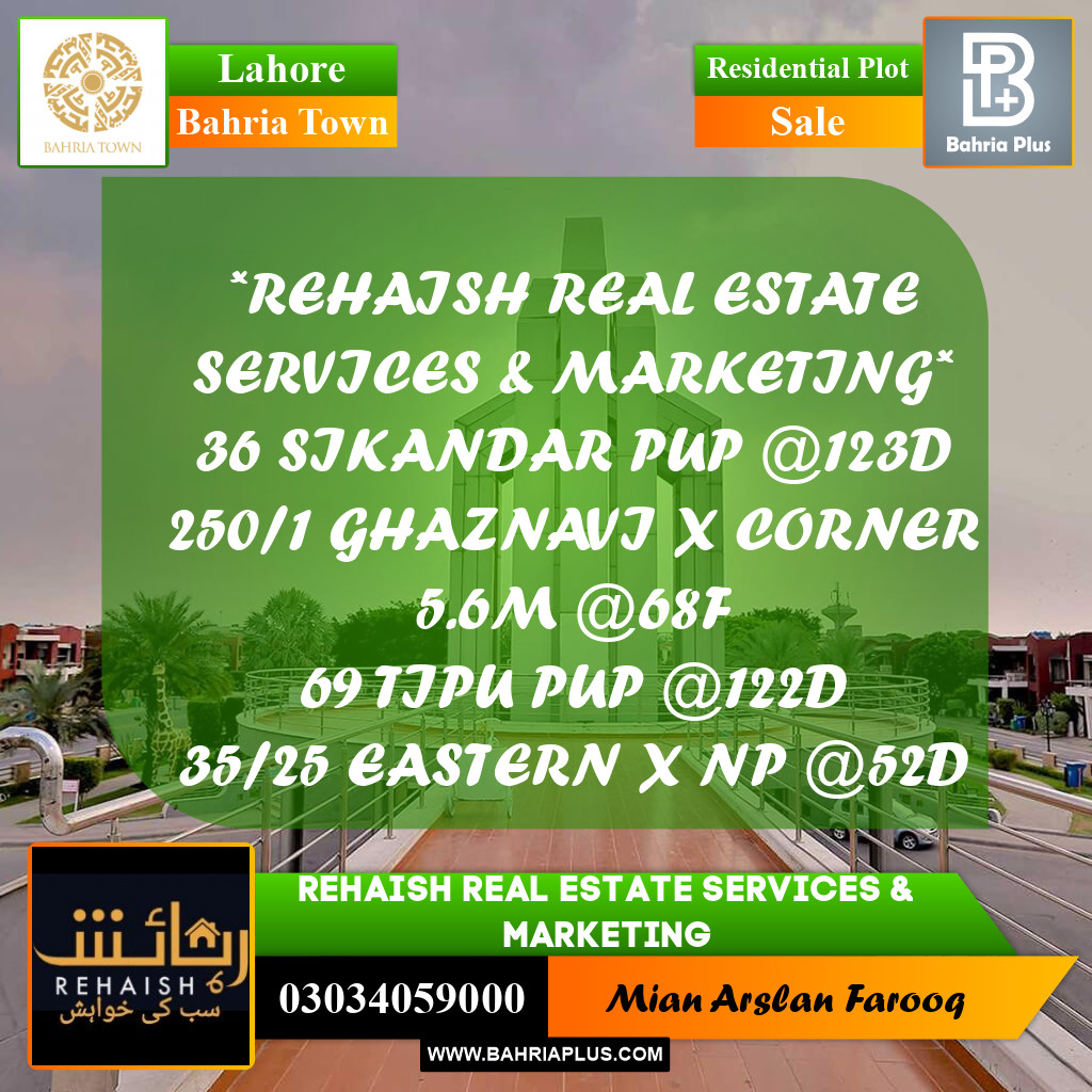 Residential Plot for Sale in Bahria Town, Lahore - (BP-193267)