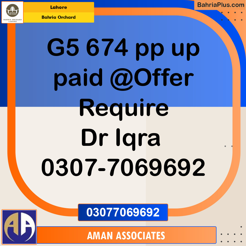 Residential Plot for Sale in Bahria Orchard, Lahore - (BP-193321)