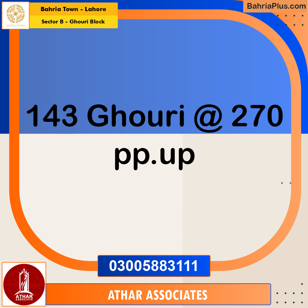 Residential Plot for Sale in Sector B - Ghouri Block -  Bahria Town, Lahore - (BP-193327)