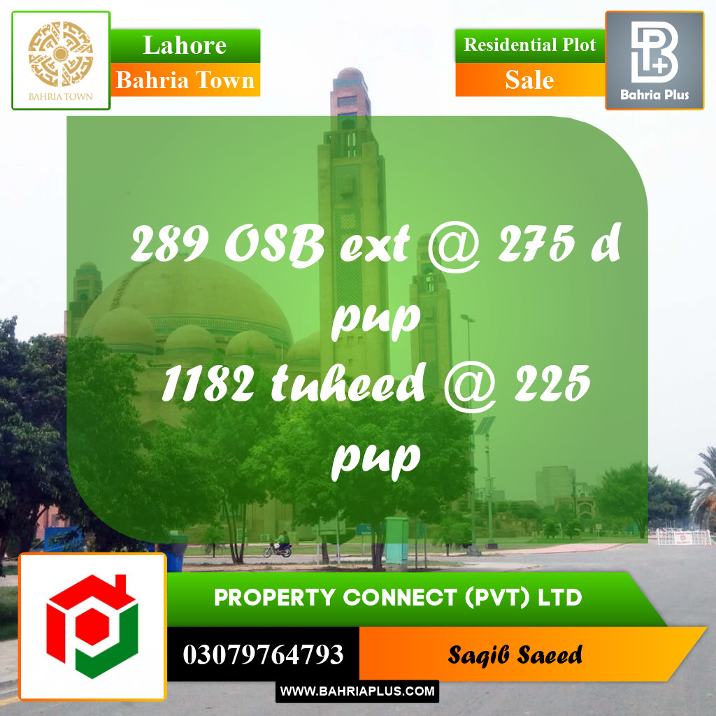 Residential Plot for Sale in Bahria Town, Lahore - (BP-193396)