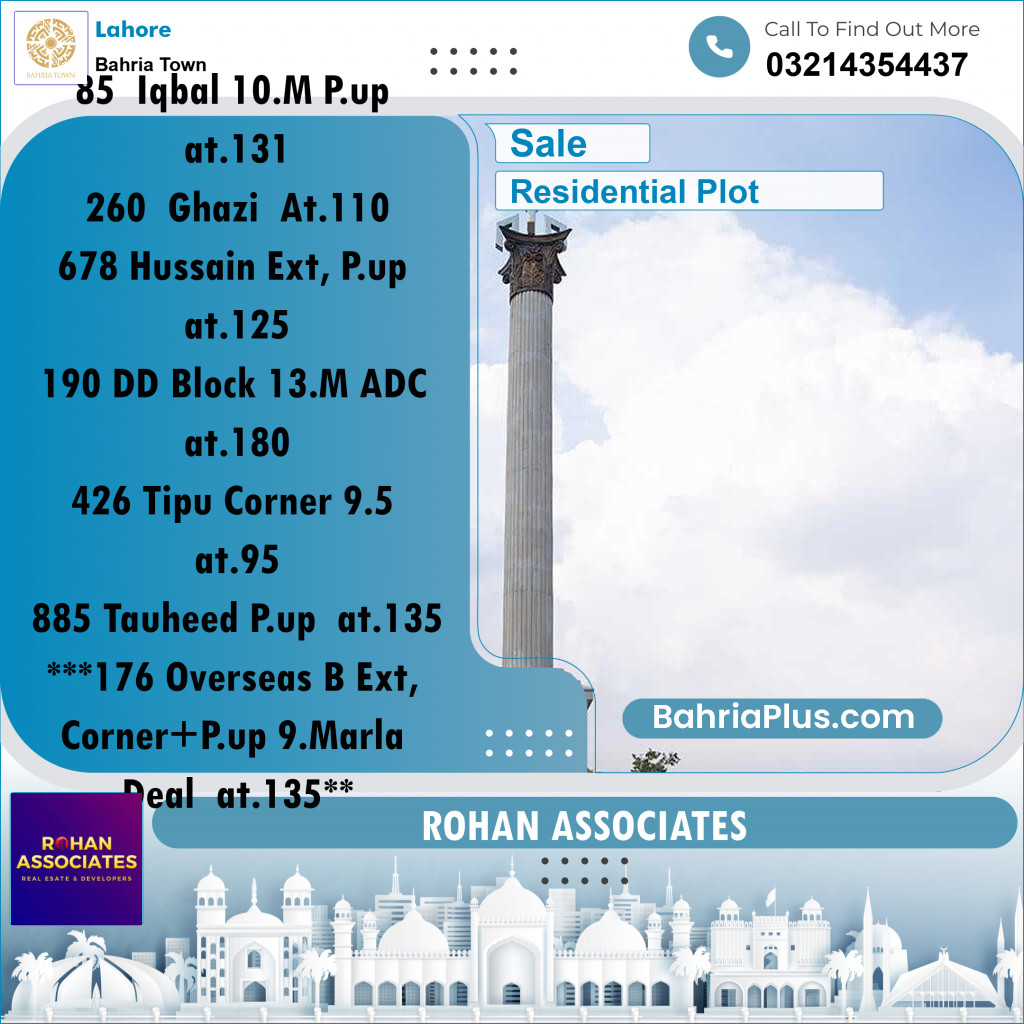 Residential Plot for Sale in Bahria Town, Lahore - (BP-193400)