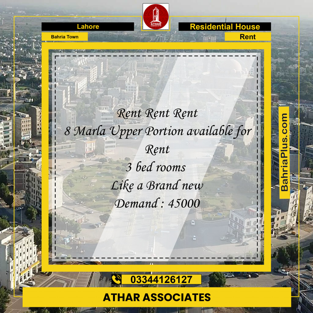 Residential House for Rent in Bahria Town, Lahore - (BP-193430)