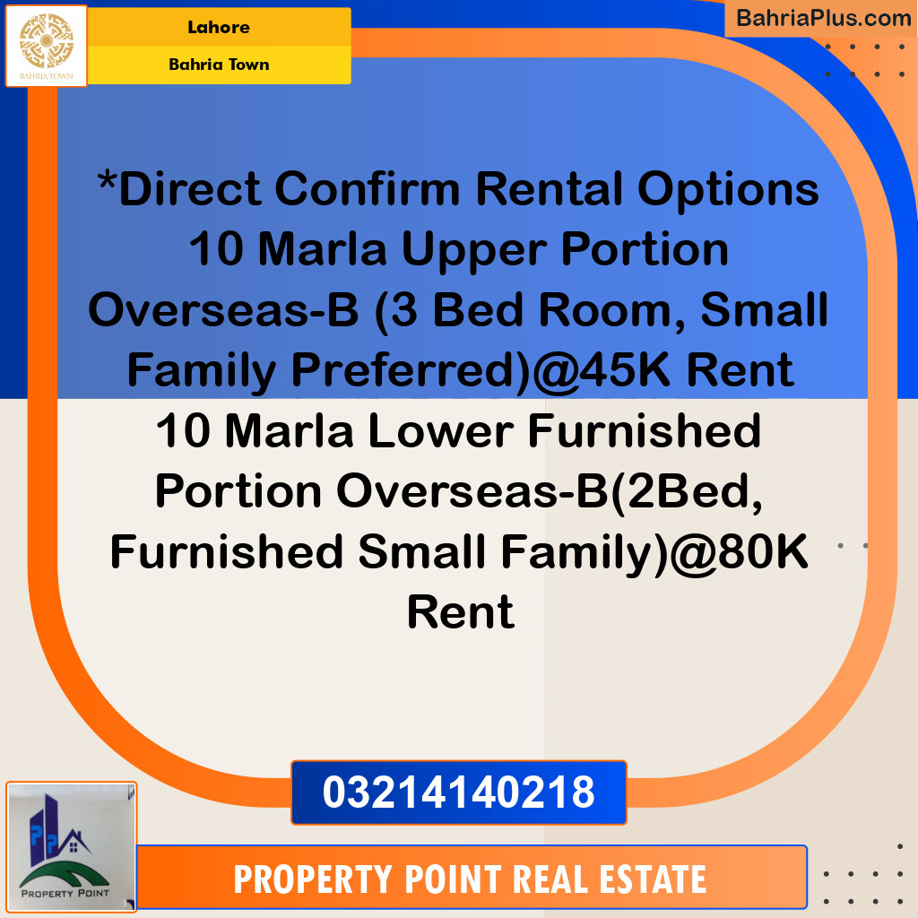 Residential House for Rent in Bahria Town, Lahore - (BP-193444)