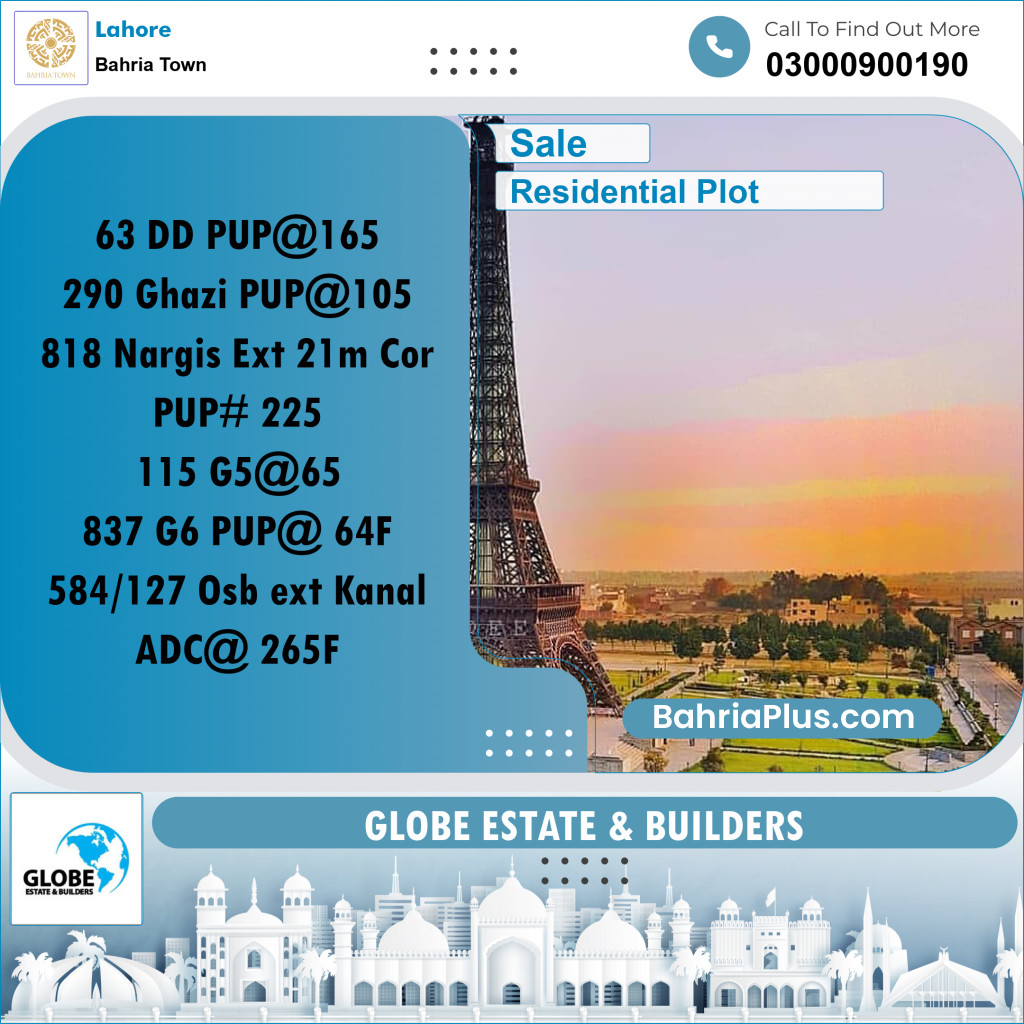 Residential Plot for Sale in Bahria Town, Lahore - (BP-193467)