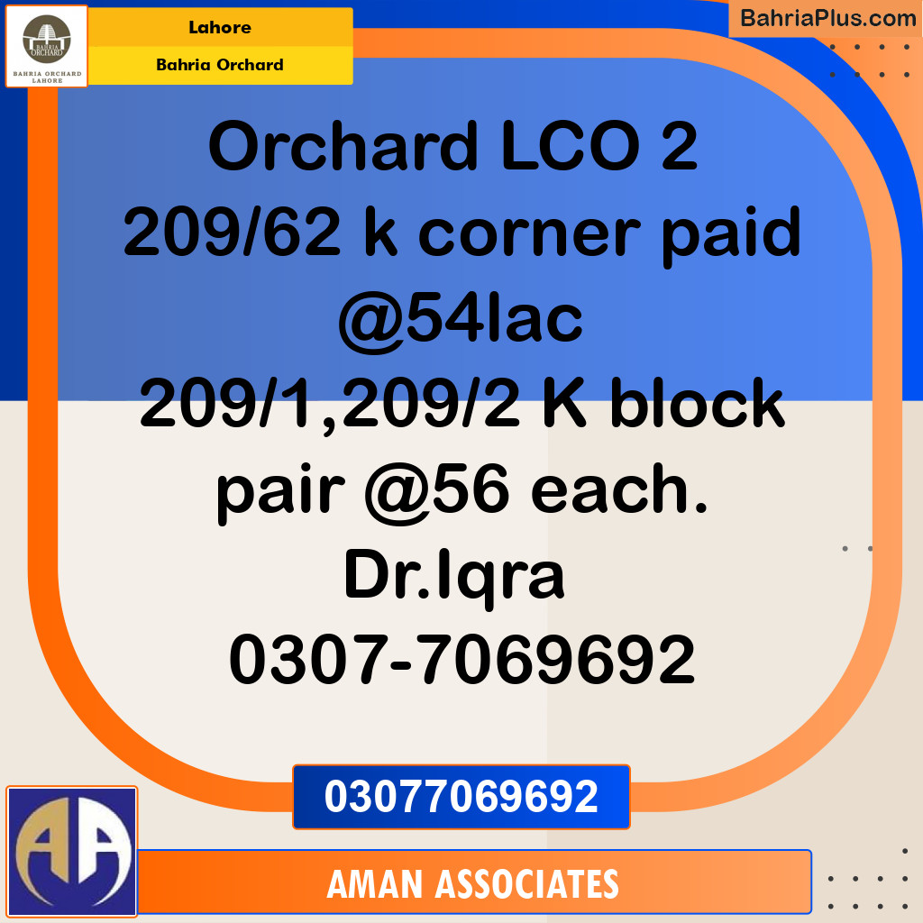 Residential Plot for Sale in Bahria Orchard, Lahore - (BP-193478)