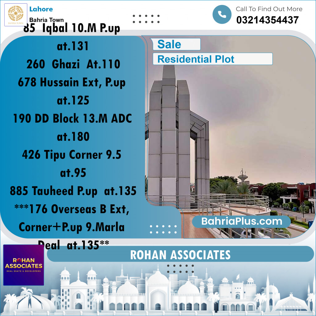 Residential Plot for Sale in Bahria Town, Lahore - (BP-193486)