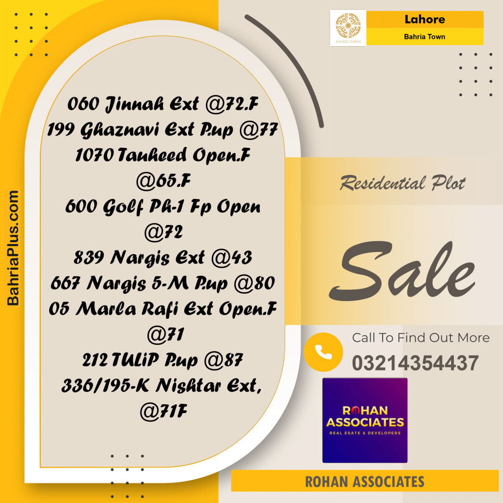 Residential Plot for Sale in Bahria Town, Lahore - (BP-193487)