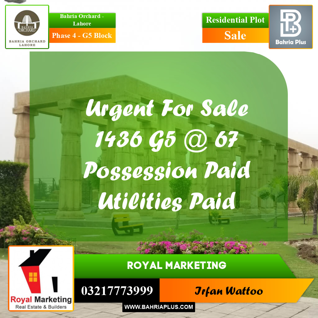 Residential Plot for Sale in Phase 4 - G5 Block -  Bahria Orchard, Lahore - (BP-193491)