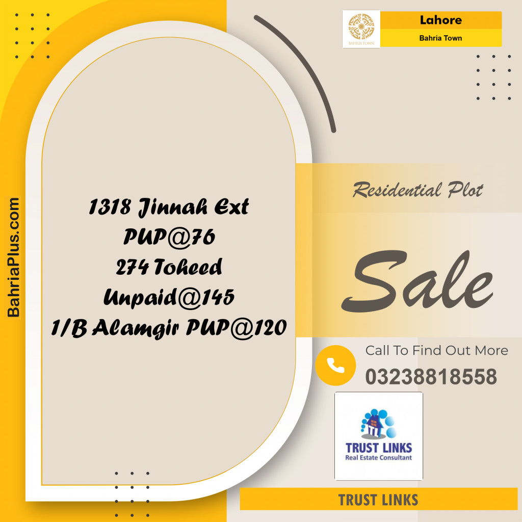 Residential Plot for Sale in Bahria Town, Lahore - (BP-193493)
