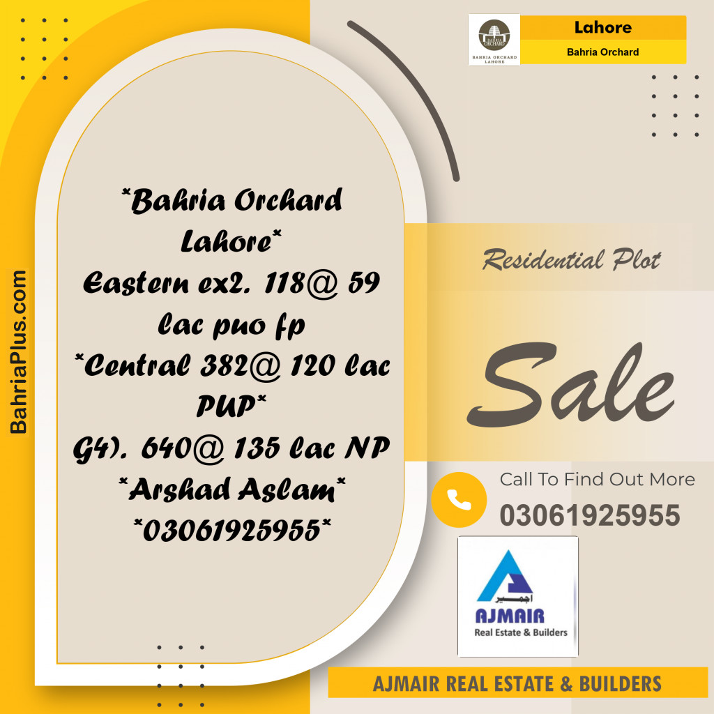 Residential Plot for Sale in Bahria Orchard, Lahore - (BP-193517)