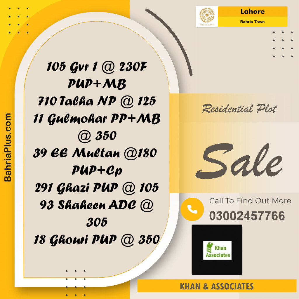 Residential Plot for Sale in Bahria Town, Lahore - (BP-193554)
