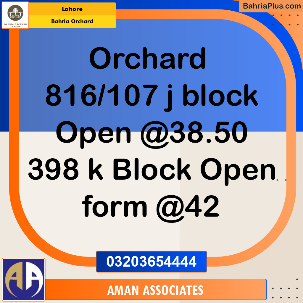 Residential Plot for Sale in Bahria Orchard, Lahore - (BP-193560)