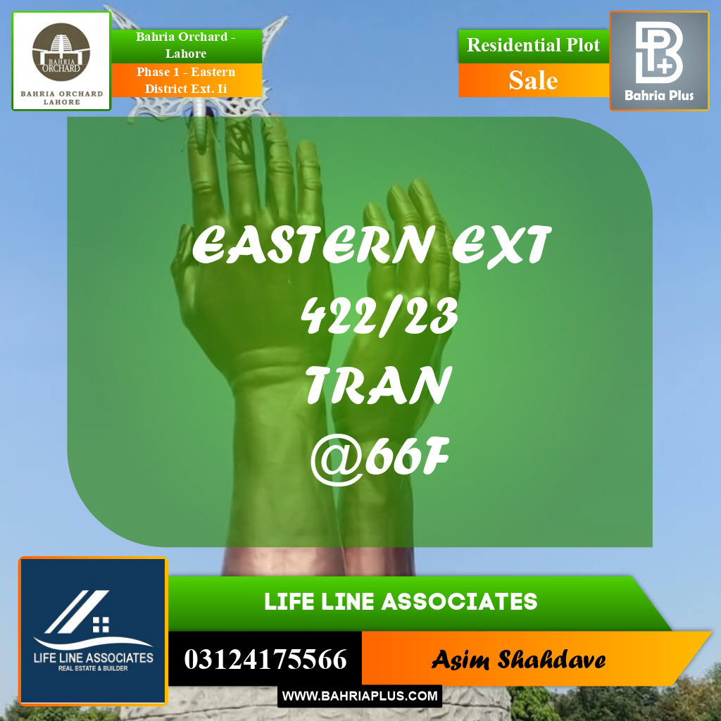 Residential Plot for Sale in Phase 1 - Eastern District Ext. II -  Bahria Orchard, Lahore - (BP-193570)