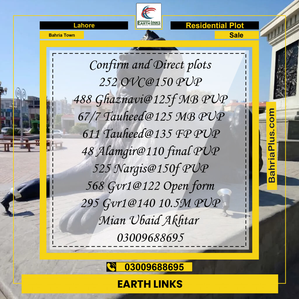 Residential Plot for Sale in Bahria Town, Lahore - (BP-193597)