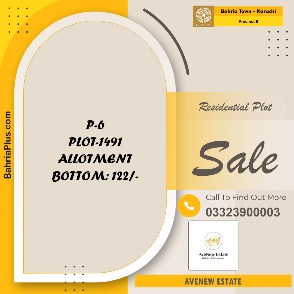 250 Sq. Yards Residential Plot for Sale in Precinct 6 -  Bahria Town, Karachi - (BP-193601)