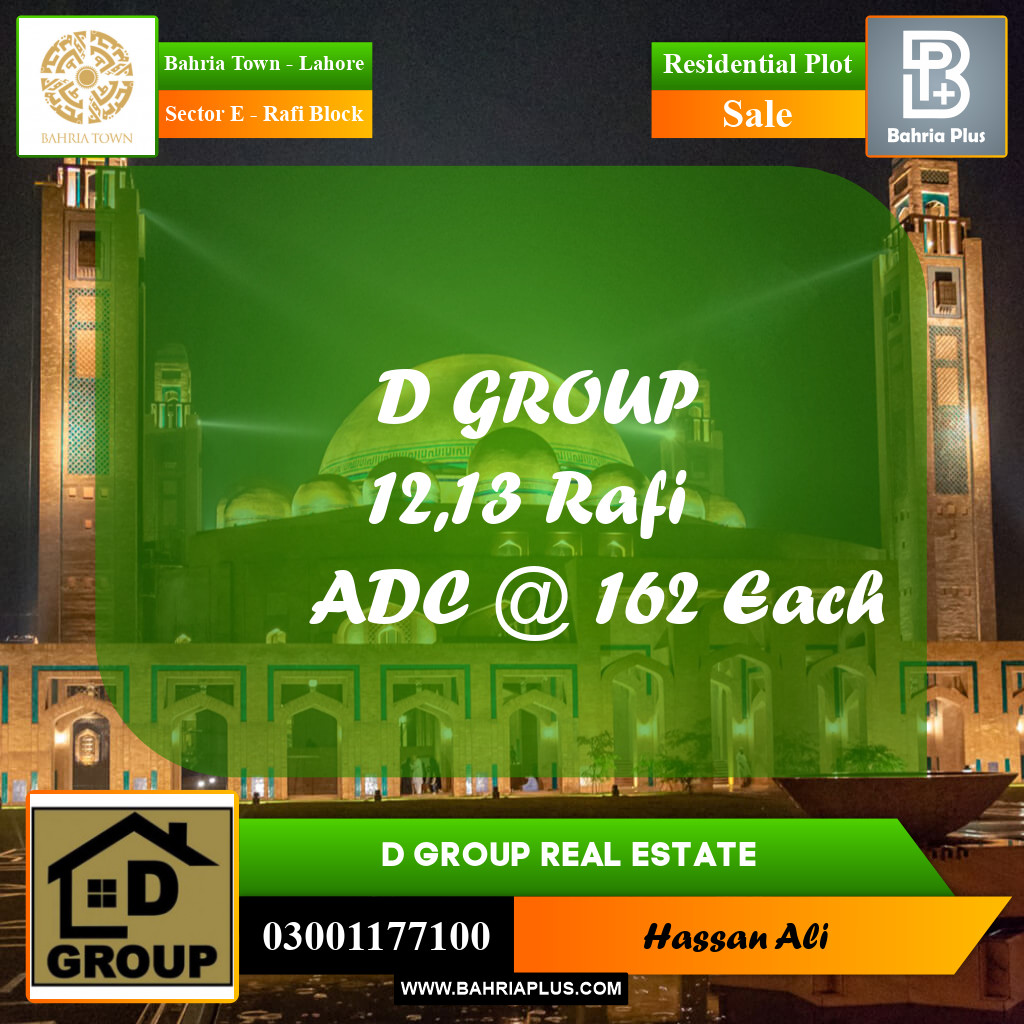 Residential Plot for Sale in Sector E - Rafi Block -  Bahria Town, Lahore - (BP-193643)