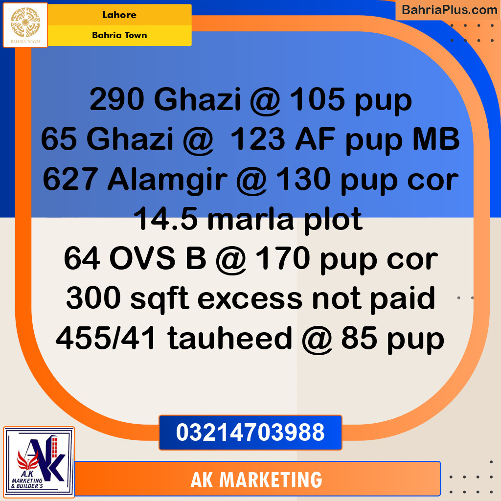 Residential Plot for Sale in Bahria Town, Lahore - (BP-193665)