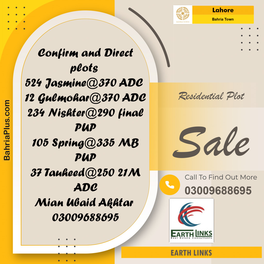 Residential Plot for Sale in Bahria Town, Lahore - (BP-193674)