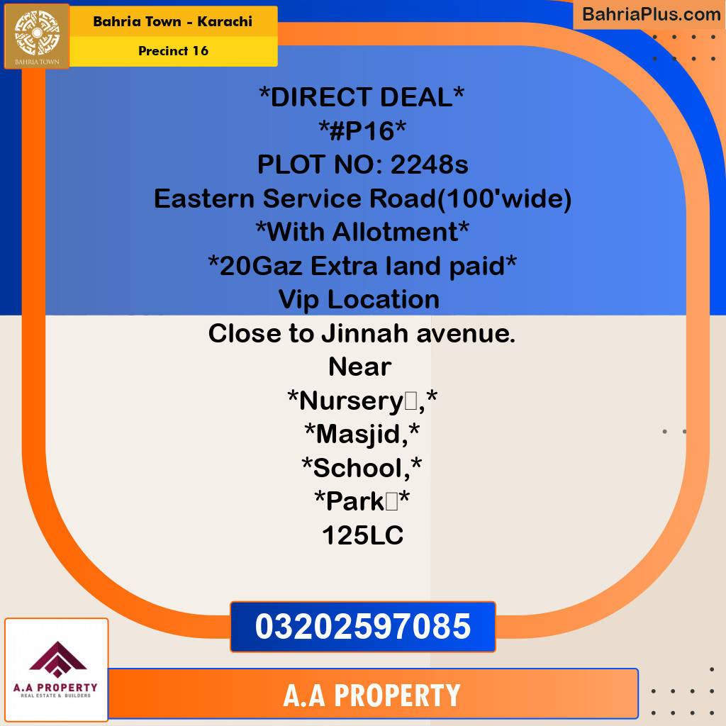 250 Sq. Yards Residential Plot for Sale in Precinct 16 -  Bahria Town, Karachi - (BP-193696)