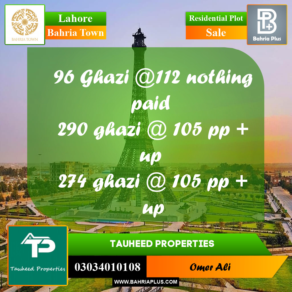 Residential Plot for Sale in Bahria Town, Lahore - (BP-193699)