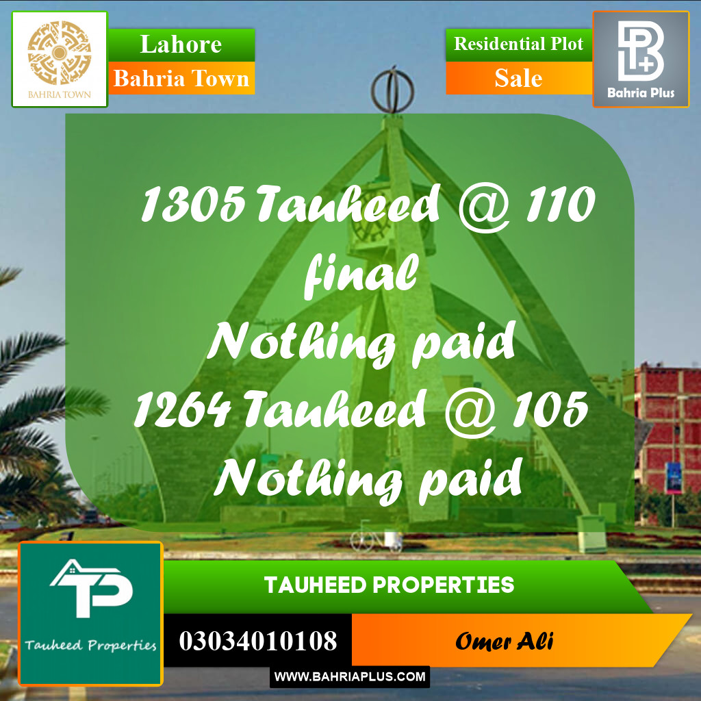 Residential Plot for Sale in Bahria Town, Lahore - (BP-193700)