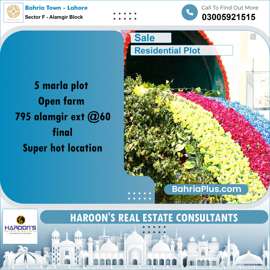 Residential Plot for Sale in Sector F - Alamgir Block -  Bahria Town, Lahore - (BP-193702)