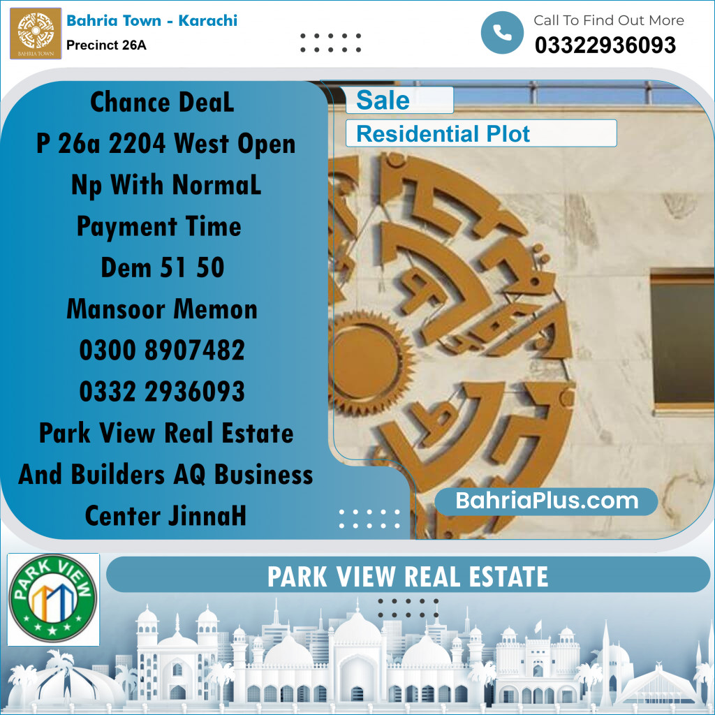 125 Sq. Yards Residential Plot for Sale in Precinct 26A - Bahria Town, Karachi - (BP-193705)