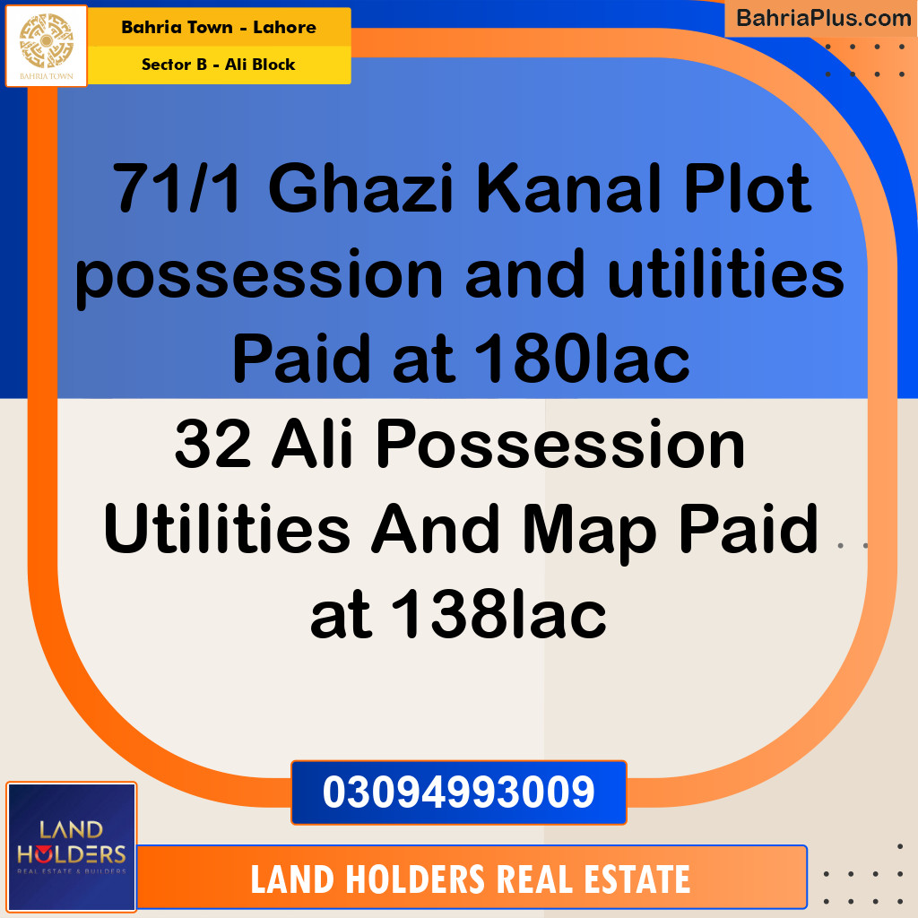 Residential Plot for Sale in Sector B - Ali Block -  Bahria Town, Lahore - (BP-193713)