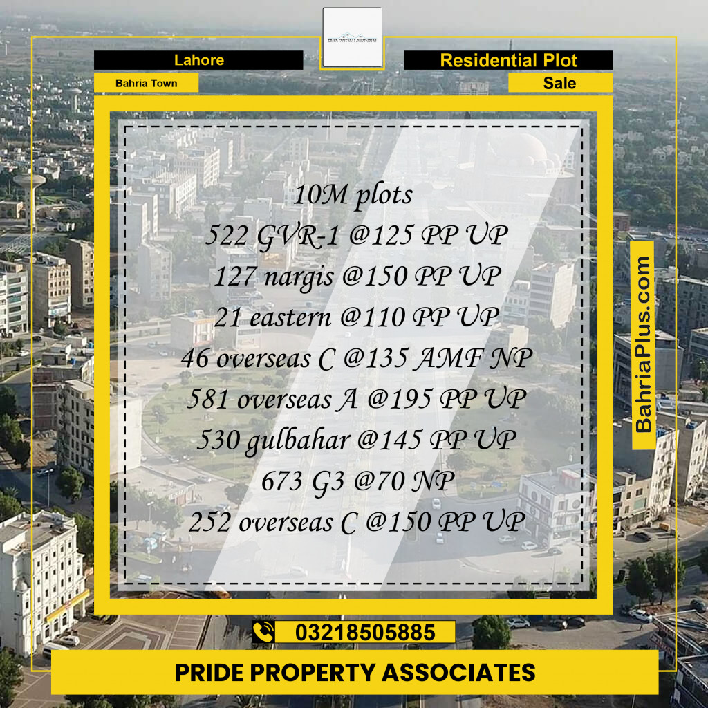 Residential Plot for Sale in Bahria Town, Lahore - (BP-193737)