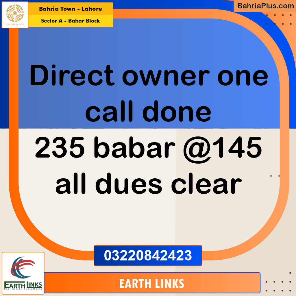 Residential Plot for Sale in Sector A - Babar Block -  Bahria Town, Lahore - (BP-193761)