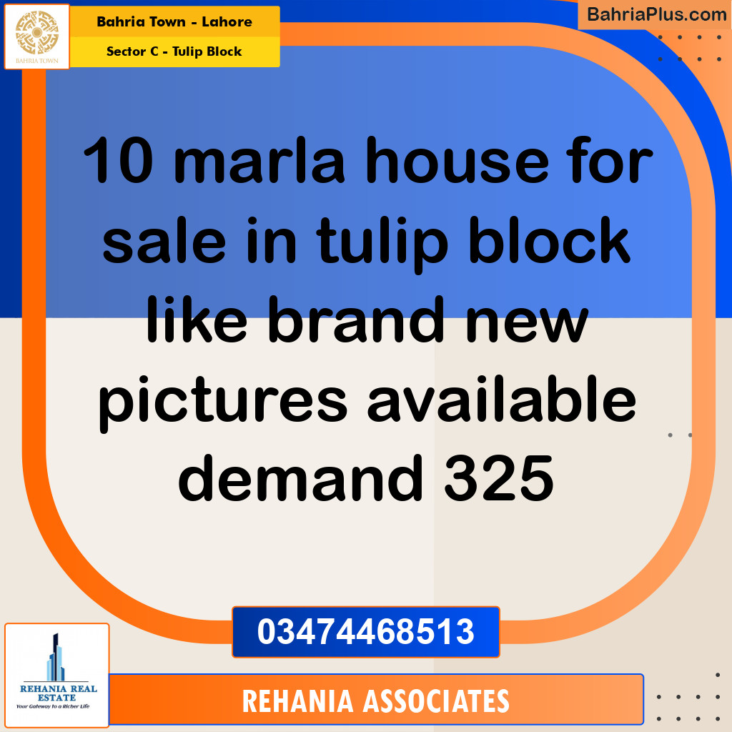 Residential House for Sale in Sector C - Tulip Block -  Bahria Town, Lahore - (BP-193785)