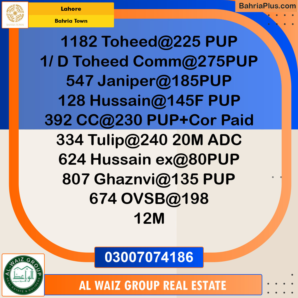 Residential Plot for Sale in Bahria Town, Lahore - (BP-193788)