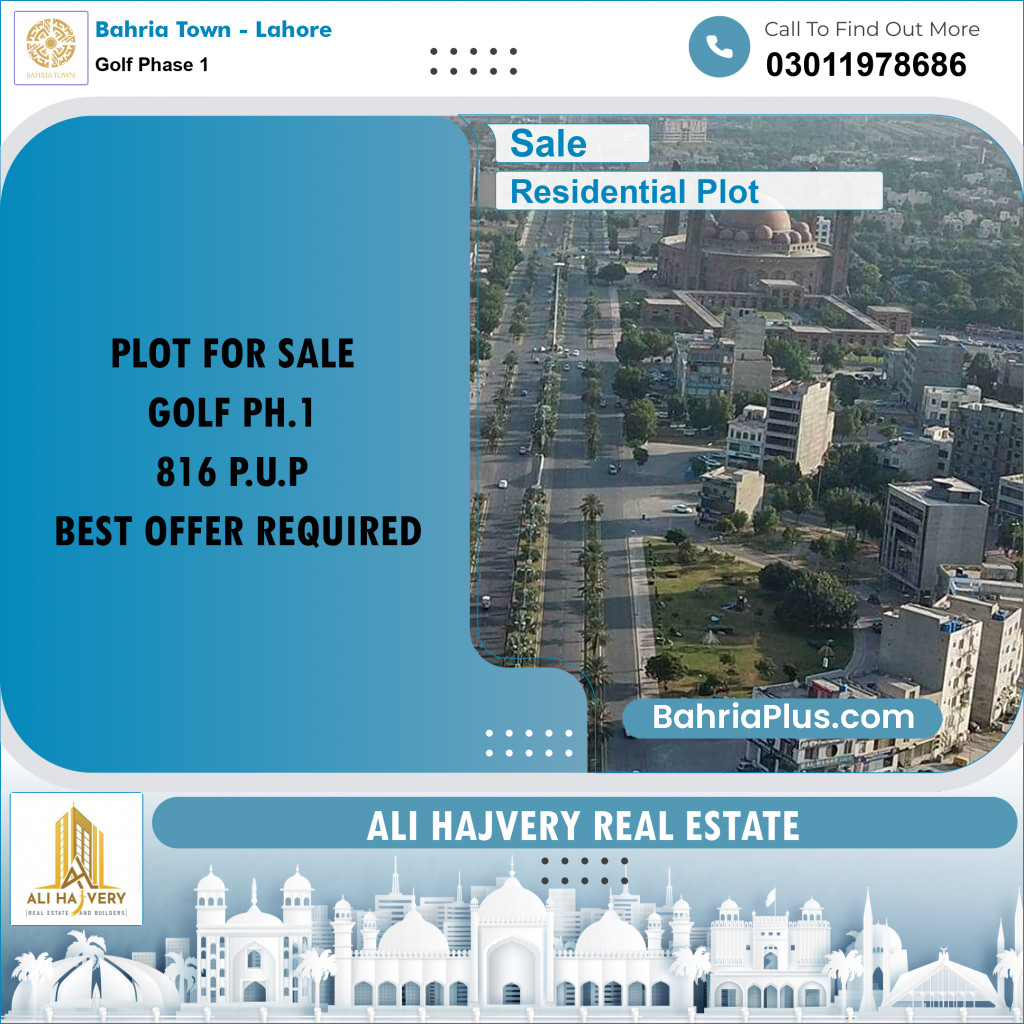 Residential Plot for Sale in Golf Phase 1 -  Bahria Town, Lahore - (BP-193802)